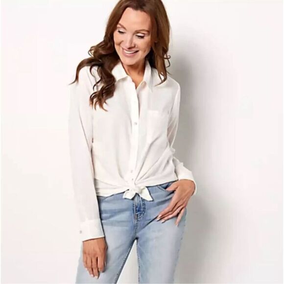 Candace Cameron bure Women’s Linen blend button Front S - Picture 1 of 5